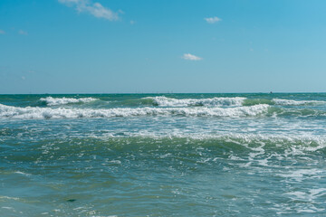 Fototapeta na wymiar Waves of the Black Sea on a clear day
