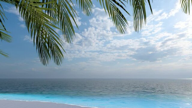 4K Ultra Hd Video. Relax on an empty sea beach. Travel to the paradise sea beach. Tropical sea beach loop video, copy space.
