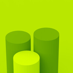 Abstract 3d green cylinder podium minimal studio background.