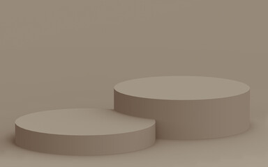 Abstract 3d brown color cylinder podium minimal studio background.