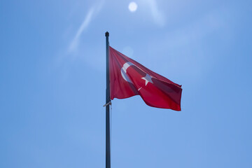 Turkey flag on sky background
