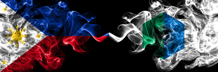 Philippines, Filipino vs Japan, Japanese, Sapporo, Hokkaido smoke flags side by side.