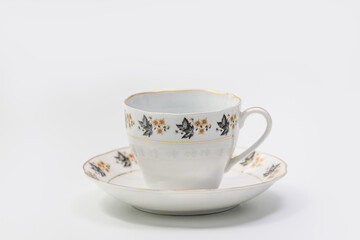 Luxury Vintage Porcelain coffe or tea set - Coffee or Tea Cup on white background