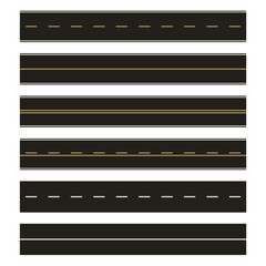 Vector template set of straight asphalt roads.