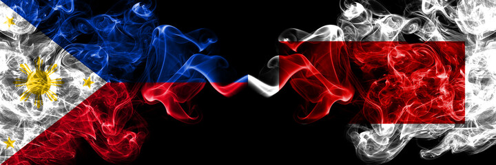 Philippines, Filipino vs UAE, United Arab Emirates, Sharjah smoke flags side by side.