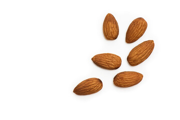 Almond nuts isolated on white background