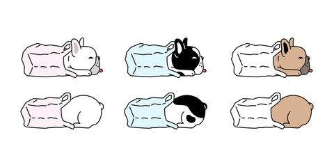 dog vector french bulldog icon shopping bag puppy pet breed paw character cartoon symbol scarf doodle illustration design