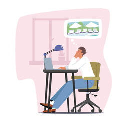 Tired Overwork Businessman Character Emotional and Professional Burnout. Hard Work Business Man Sitting at Workplace