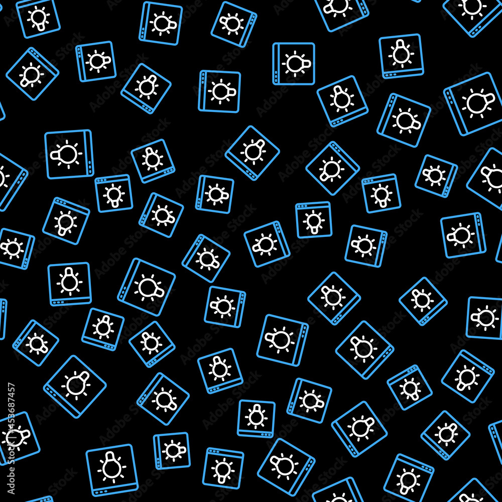 Poster line browser window icon isolated seamless pattern on black background. vector
