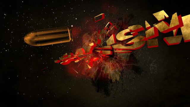 Slow Motion Of Bullet Breaking racism text