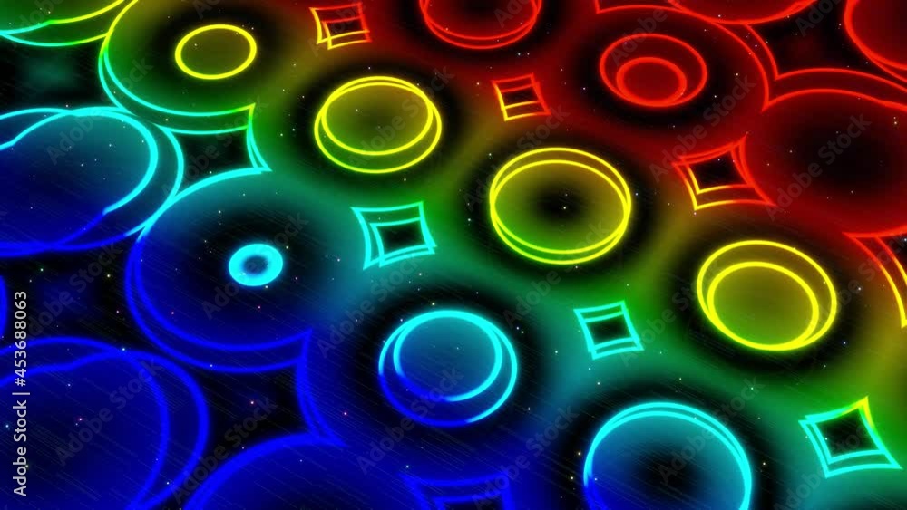 Aufkleber vj abstract sci fi futuristic bg. fly over 3d multilayer hologram complex pattern. neon light rainbo