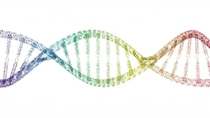 Abstract rainbow colors digital plexus DNA molecule structure, motion medical background with colorful Seamless Loop on white background - Powered by Adobe