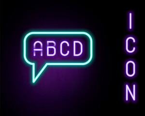 Glowing neon line Alphabet icon isolated on black background. Colorful outline concept. Vector