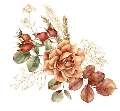 Watercolor florals hand painted bouquets lush flowers llustration