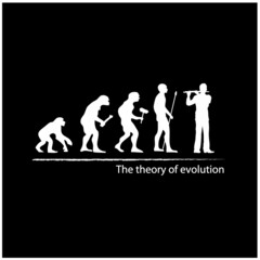 illustration of evolution into flute player