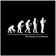 illustration of evolution into horn player