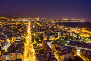 Fototapeta na wymiar Aerial view of the city of Thessaloniki at night.