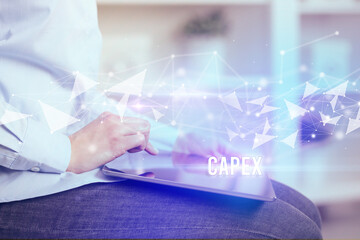 Close up hands using tablet