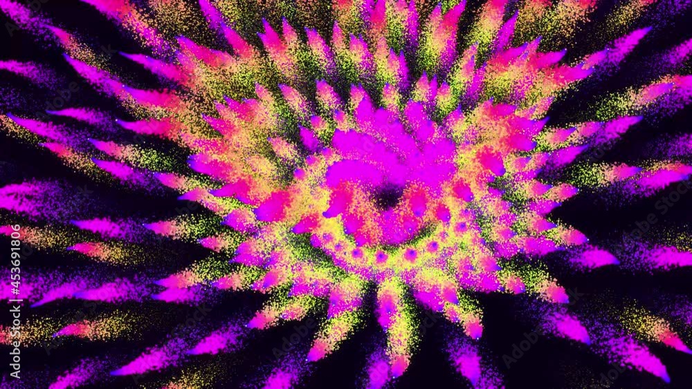 Poster magic purple particles form beatuful trails. 3d render abstract colorful trails like from explosion 