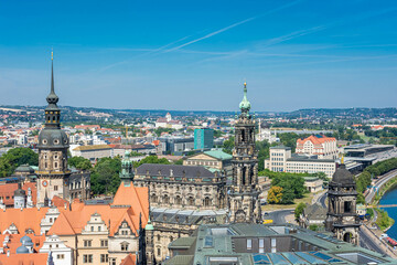 Obraz premium Aerial view over Dresden Historic Center, Germany
