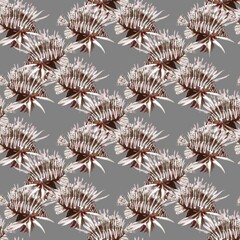 Beautiful seamless pattern with watercolor lionfish. Background 