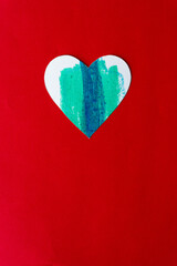 heart with crayon pattern on red