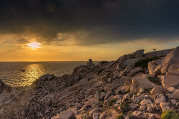 Amazing sunset over the Moon Valley of Sardinia