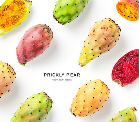 Prickly pear cactus fruits creative layout.