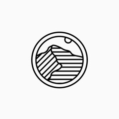 landscape logo with abstract line art , 
monoline mountain,