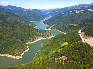 Aerial view of Tsankov kamak Reservoir, Bulgaria