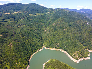 Aerial view of Tsankov kamak Reservoir, Bulgaria