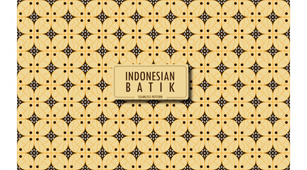 Javanese Batik Kawung Seamless Pattern with classic colorway, for textile, holiday decoration, fabric, cloth, gift paper, prints, decor. Vector illustration