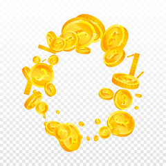 British pound coins falling. Emotional scattered GBP coins. United Kingdom money. Creative jackpot, wealth or success concept. Vector illustration.