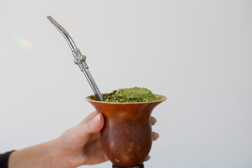 A gourd of yerba mate. Tradicional hot tea