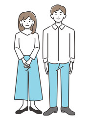 若いカップルのベクターイラスト素材／シンプル／笑顔／夫婦／仲良し