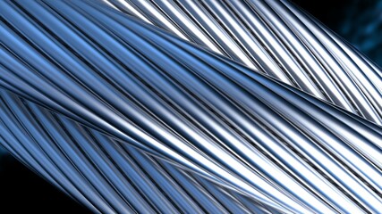 Fototapeta premium Silver metallic wire rope on blue thunder background. 3D illustration. 3D high quality rendering. 