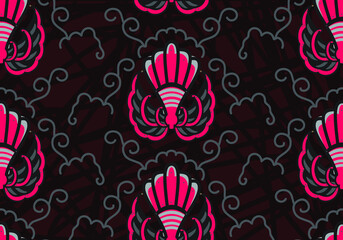 Indonesian batik motif with a very distinctive Gurdo pattern. Exclusive vector for design