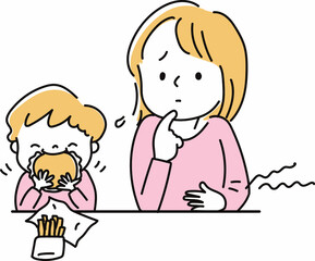 子供だけ夕飯を食べて母親は食べずに我慢