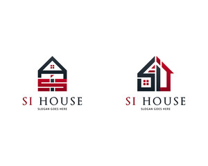 Set of Letter SI with House Logo