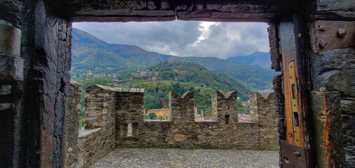 View from Castelgrande (medieval castle), Bellinzona, Switzerland