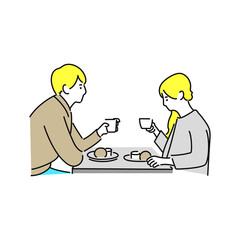 カフェでデートするカップル