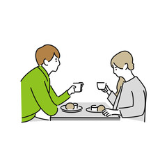 カフェでデートするカップル