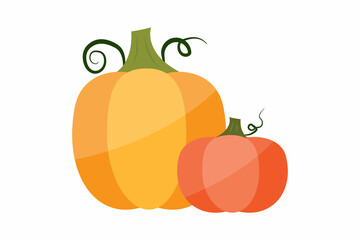 Yellow and orange pumpkins. Holiday time. Thanksgiving day. Autumn vegetables. Vector illustration. Stock image.