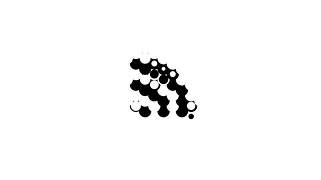 Animation of small dots forming a dots and waves logo.
