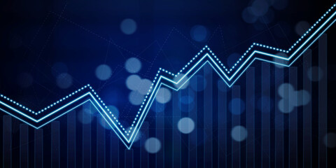 Growing business graph with blurred sparkle light