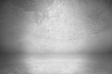 Gray vintage cement or concrete wall and floor background. Can be used for display commercial products, room, interior, graphic design or wallpaper. Copy space for text.