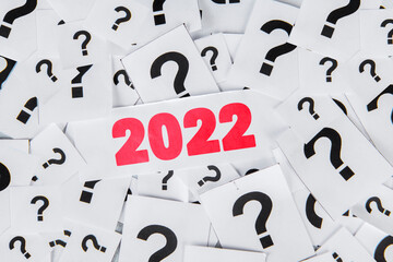 Piles of question marks symbol with 2022 numbers