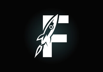 Initial F monogram letter alphabet with a Rocket logo design. Rocket icon. Font emblem. Modern vector logo for business and company identity.