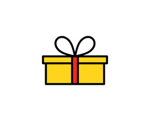 Gift flat icon. Single high quality outline symbol for web design or mobile app.  Holidays thin line signs for design logo, visit card, etc. Outline pictogram EPS10