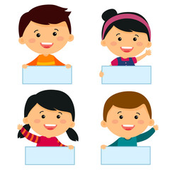 children holding empty board